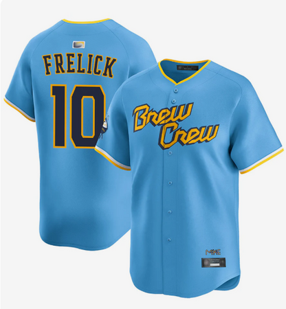 M.Brewers #10 Sal Frelick Player City Connect Limited Baseball Jerseys