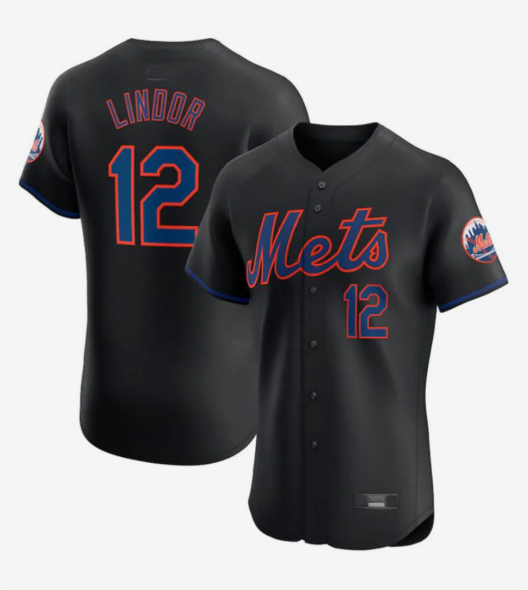 NY.Mets #12 Francisco Lindor Black Elite Player Stitched Baseball Jerseys
