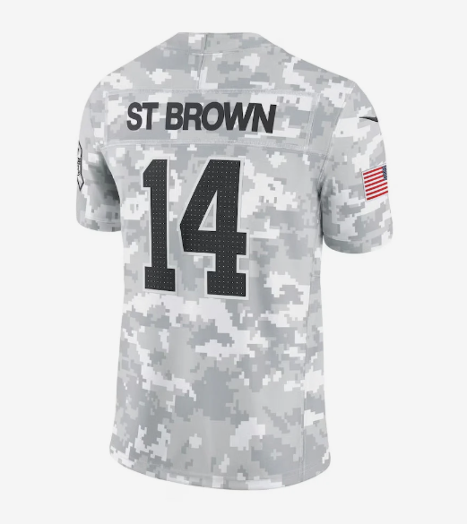 D.Lions #14 Amon-Ra St. Brown Player Arctic Camo Salute to Service Limited Stitched American Football Jerseys