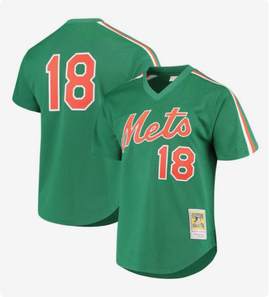 Baseball Jerseys NY.Mets #18 Darryl Strawberry Green Cooperstown Mesh Batting Player Jersey