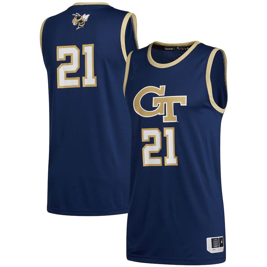 #21 GATech Yellow Jackets Swingman Basketball Jersey Navy Stitched American College Jerseys