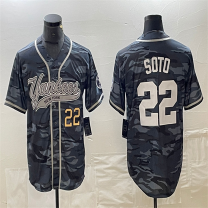 Los Angeles Dodgers #22 Juan Soto Grey Camo Home Authentic Patch Jersey Baseball Jerseys