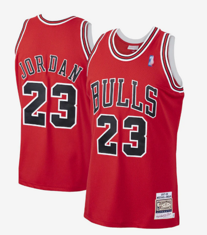C.Bulls #23 Michael Jordan Player Mitchell & Ness Scarlet Hardwood Classics Basketball Jerseys
