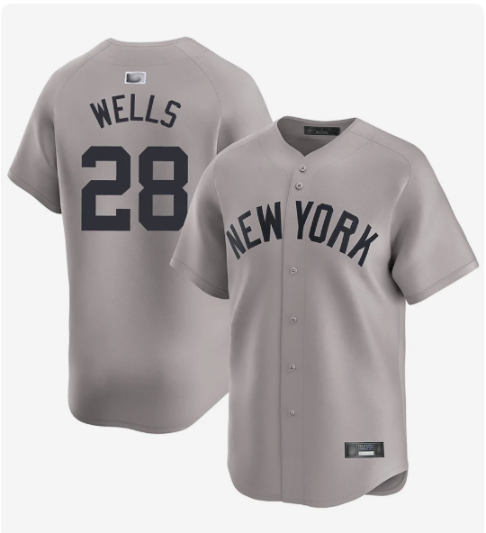 NY.Yankees #28 Austin Wells Playre Gray Home Limited Baseball Jerseys