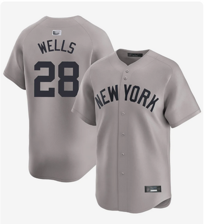 NY.Yankees #28 Austin Wells Playre Gray Home Limited Baseball Jerseys