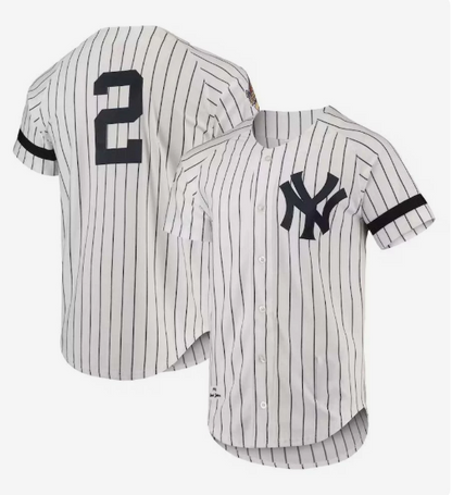 NY.Yankees #2 Mitchell & Ness Cooperstown Collection 1996 Player Jersey - White Stitches Baseball Jerseys