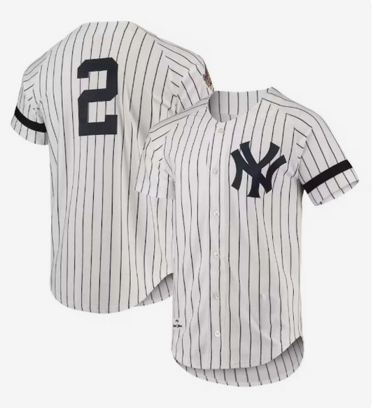 NY.Yankees #2 Mitchell & Ness Cooperstown Collection 1996 Player Jersey - White Stitches Baseball Jerseys