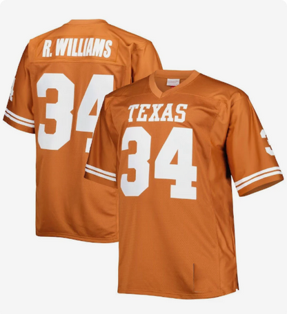 T.Longhorns #34 Ricky Williams Player Throwback Jersey - Texas Orange American College Jerseys