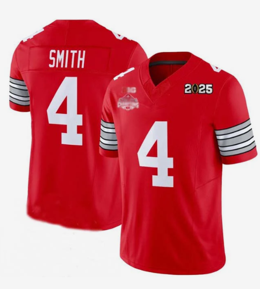 O.State Buckeyes Player #4 Jeremiah Smith Red 2025 CFP Final With National Champions Patch F.U.S.E. Vapor Limited Stitched Football American College Jerseys  1 rating