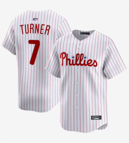 P.Phillies #7 Trea Turner Player White Home Limited Baseball Jerseys