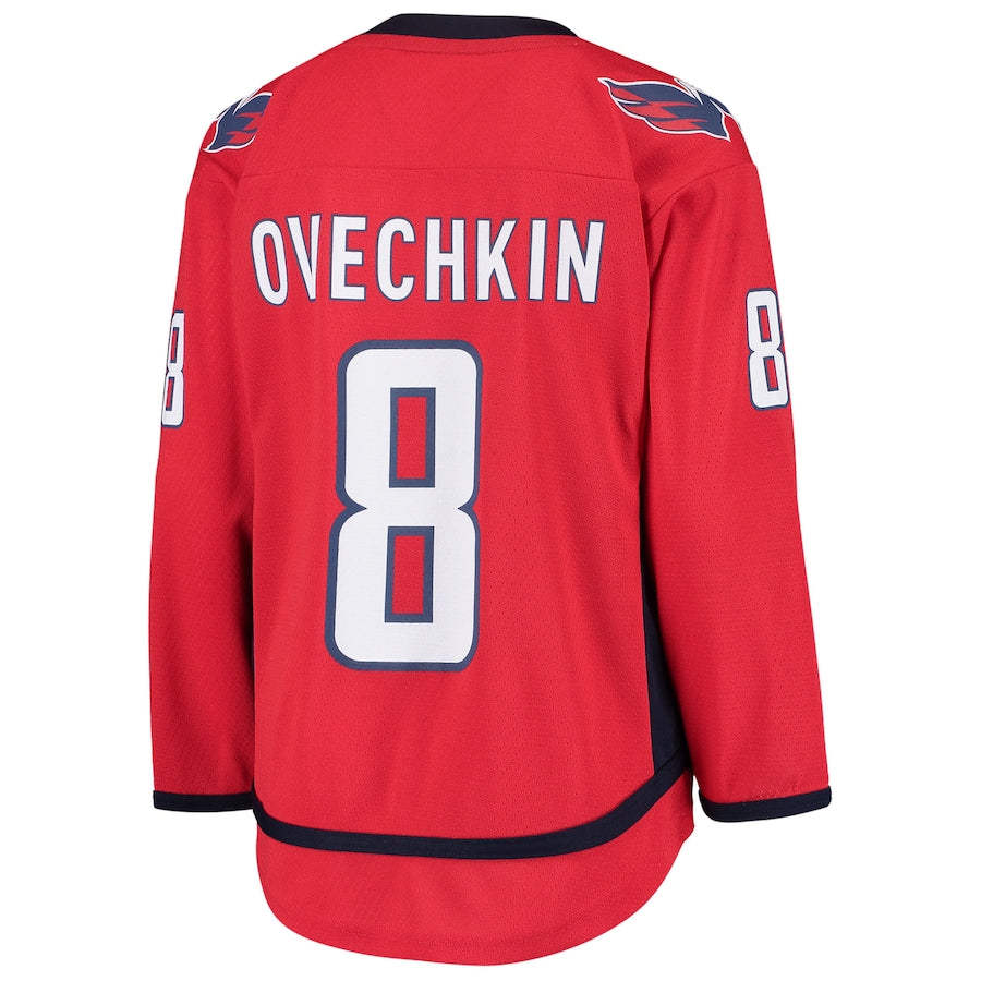 W.Capitals #8 Alex Ovechkin Home Replica Player Jersey Red Stitched American Hockey Jerseys CROVYIE