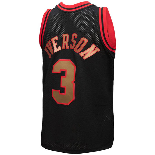 PH.76ers #3 Allen Iverson Mitchell & Ness 1996-97 Hardwood Classics Reload 3.0 Swingman Jersey Black Stitched American Basketball Jersey