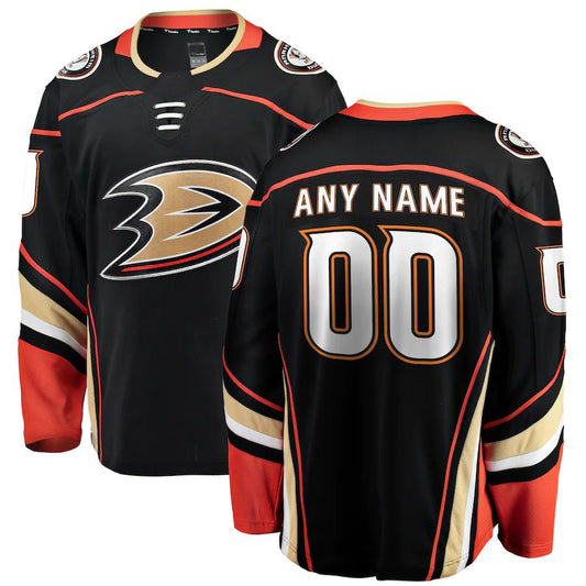 Custom A.Ducks Fanatics Branded Home Breakaway Jersey Black Stitched American Hockey Jerseys CROVYIE