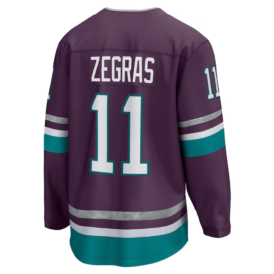 A.Ducks #11 Trevor Zegras Fanatics 30th Anniversary Premier Breakaway Jersey - Purple Stitched American Hockey Jerseys CROVYIE