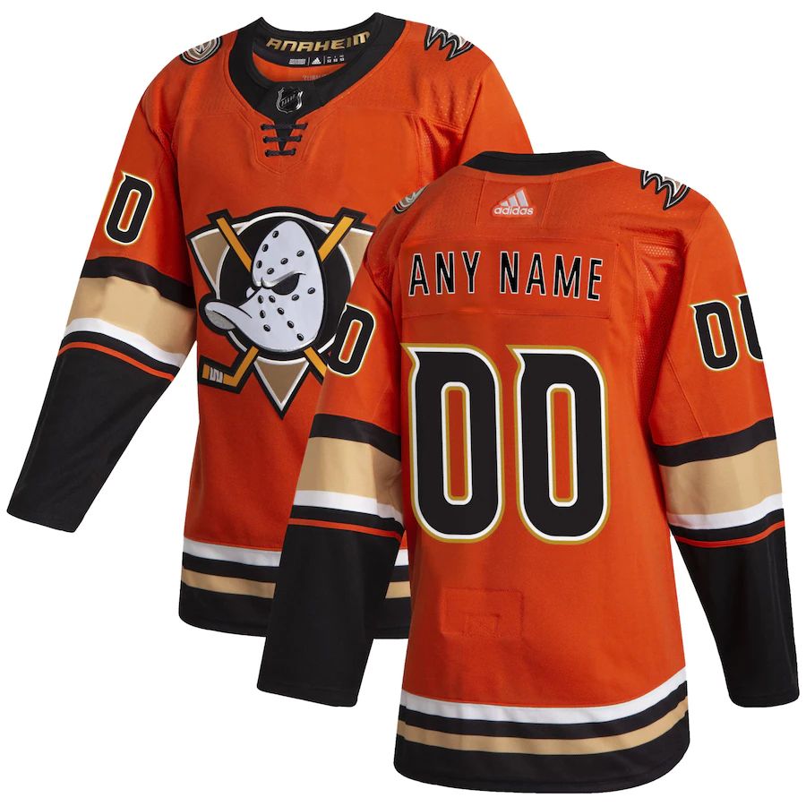 Custom A.Ducks Alternate Authentic Jersey Orange Stitched American Hockey Jerseys CROVYIE