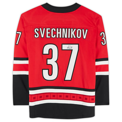 C.Hurricanes #37 Andrei Svechnikov Fanatics Authentic Autographed Fanatics Breakaway Jersey Red Stitched American Hockey Jerseys CROVYIE