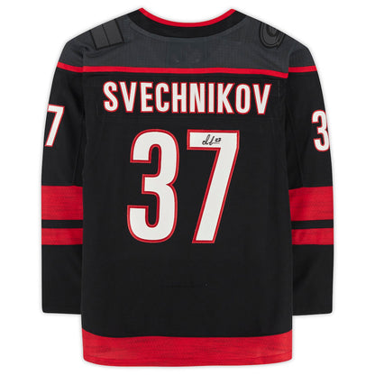 C.Hurricanes #37 Andrei Svechnikov Fanatics Authentic Autographed Jersey Black Stitched American Hockey Jerseys CROVYIE
