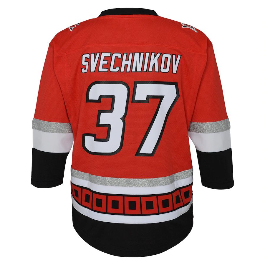 C.Hurricanes #37 Andrei Svechnikov Toddler 25th Anniversary Replica Player Jersey Red Stitched American Hockey Jerseys CROVYIE