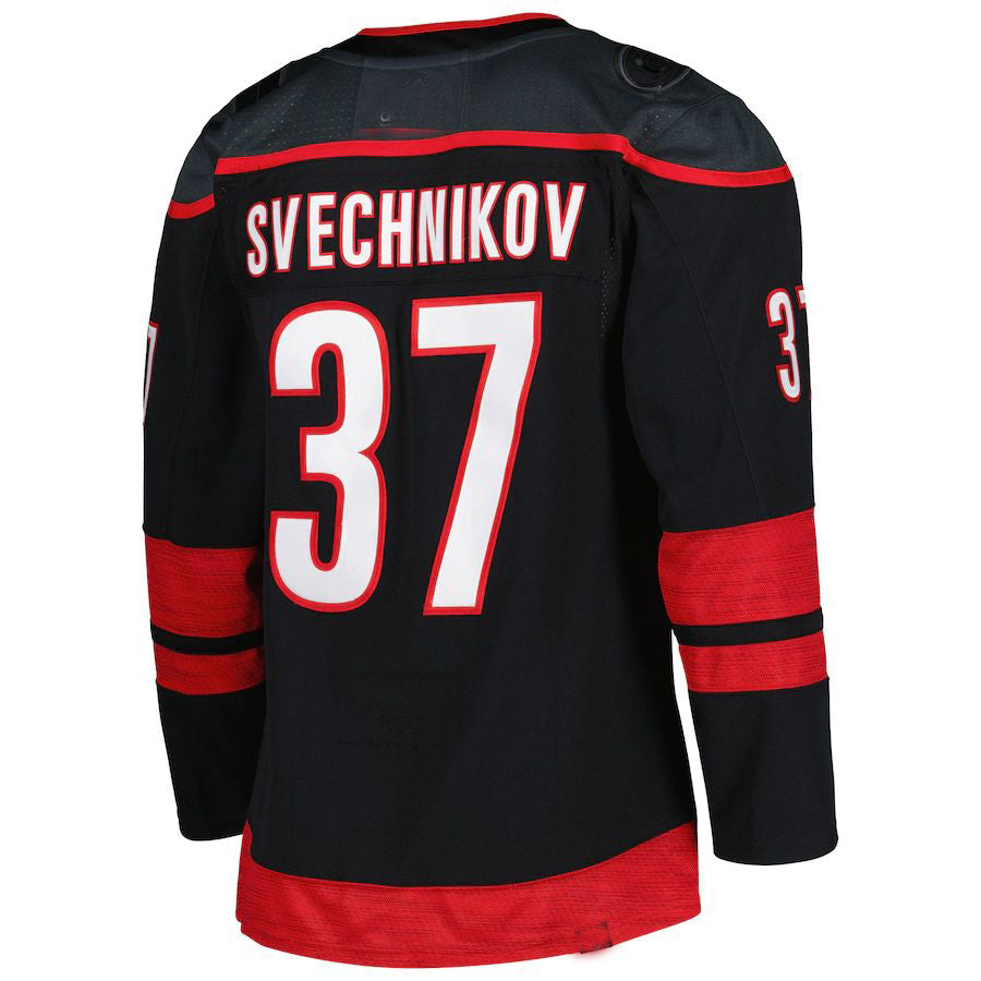 C.Hurricanes #37 Andrei Svechnikov Primegreen Authentic Pro Alternate Player Jersey Black Stitched American Hockey Jerseys CROVYIE