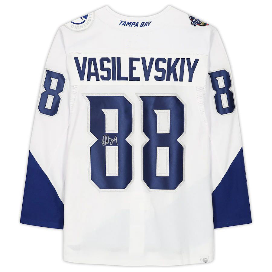 TB.Lightning #88 Andrei Vasilevskiy Fanatics Authentic Autographed 2022 Stadium Series Jersey White Stitched American Hockey Jerseys CROVYIE