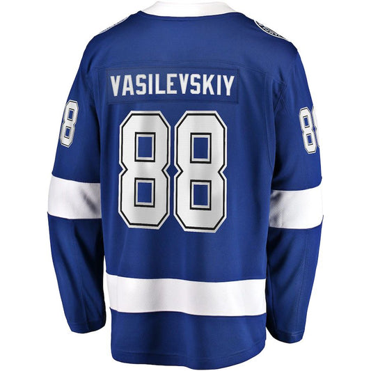 TB.Lightning #88 Andrei Vasilevskiy Fanatics Branded Home 2022 Stanley Cup Final Breakaway Player Jersey  Blue Stitched American Hockey Jerseys CROVYIE