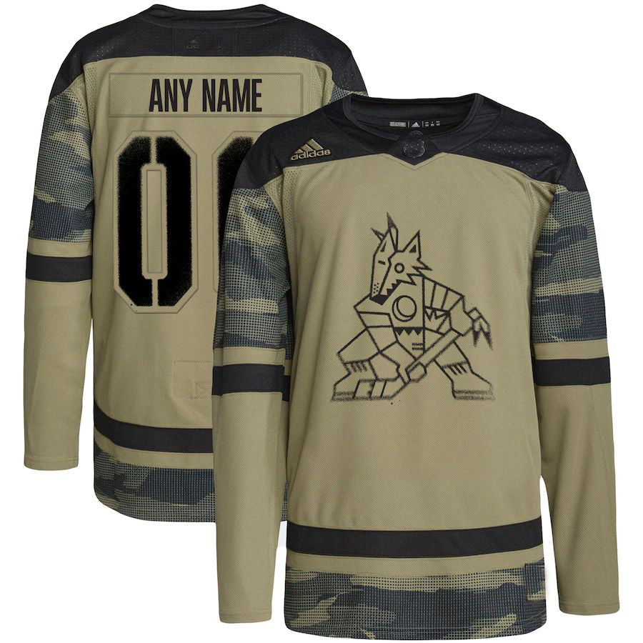 Custom A.Coyotes Military Appreciation Team Authentic Custom Practice Jersey Camo Stitched American Hockey Jerseys CROVYIE
