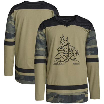 A.Coyotes Military Appreciation Team Authentic Practice Jersey Camo Stitched American Hockey Jerseys CROVYIE