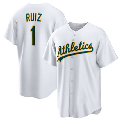 Oakland Athletics #1 Esteury Ruiz Home Replica Jersey - White Stitched Baseball Jersey