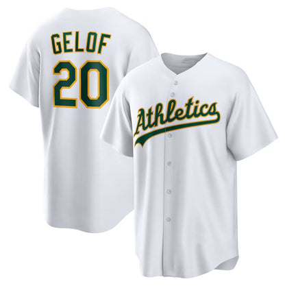 Oakland Athletics #20 Zack Gelof Home Replica Jersey - White Stitched Baseball Jersey