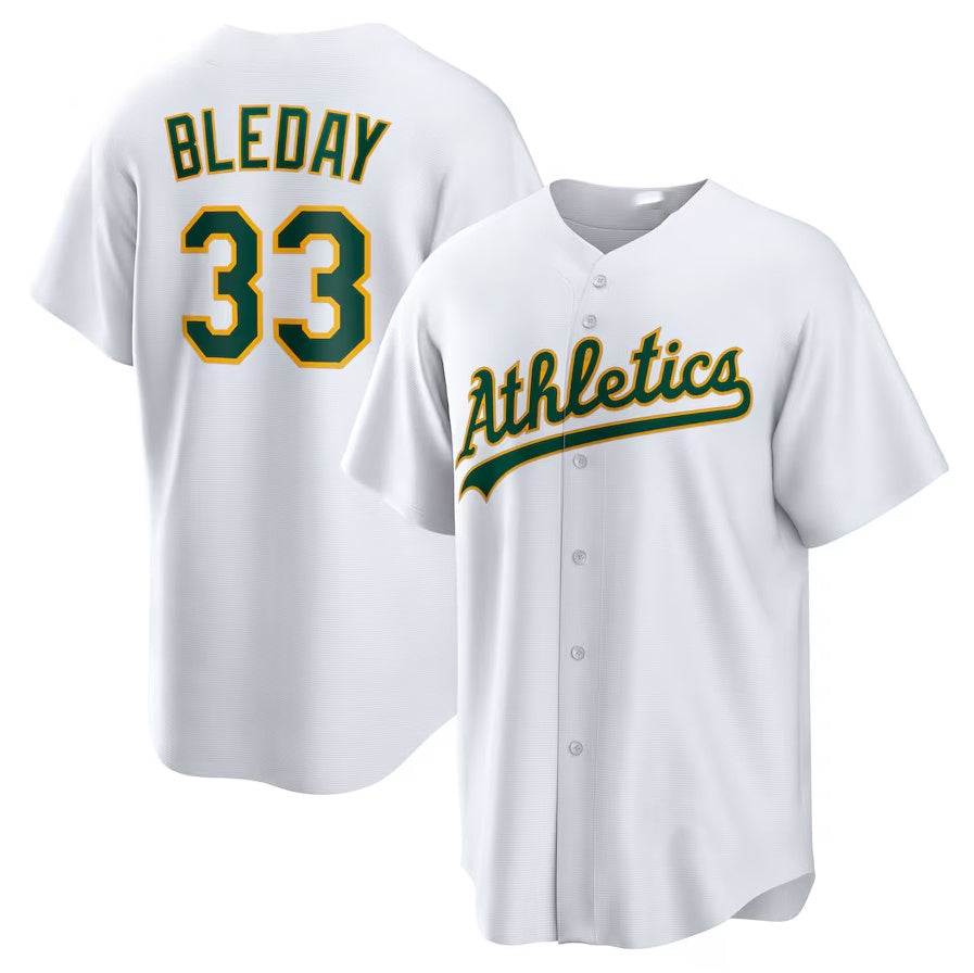 Oakland Athletics #33 JJ Bleday Home Replica Jersey - White Stitched Baseball Jersey