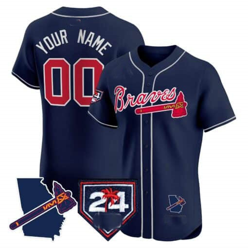 Custom Atlanta Braves 2024 Spring Training & Georgia Patch Vapor Premier Elite ¨C All Stitched Baseball Jersey