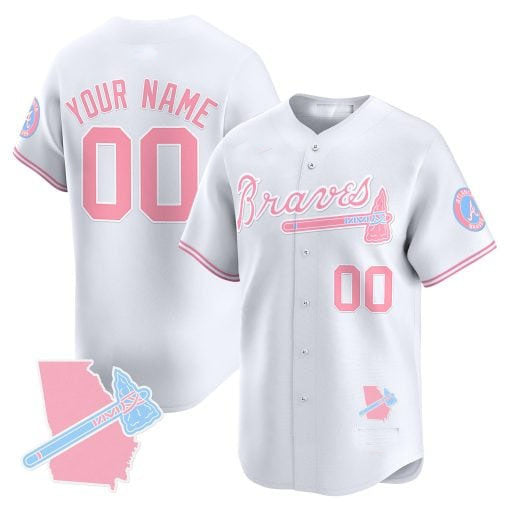 Custom Atlanta Braves Bubblegum Pink Vapor Premier Limited ¨C All Stitched Baseball Jersey
