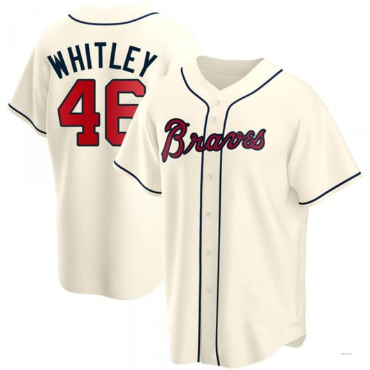 Atlanta Braves #46 Chase Whitley Cream Alternate Jersey Stitches Baseball Jerseys