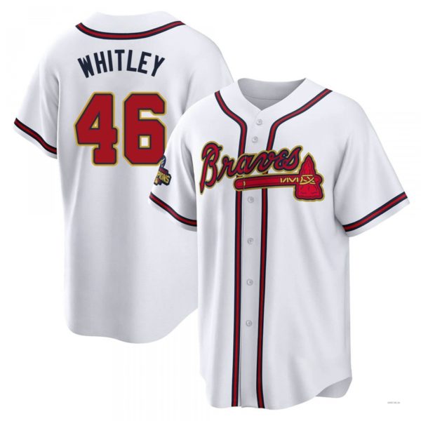 Atlanta Braves #46 Chase Whitley Gold White 2022 Program Jersey Stitches Baseball Jerseys
