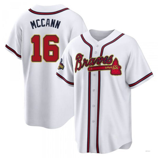 Atlanta Braves #16 Brian McCann Gold White 2022 Program Jersey Stitches Baseball Jerseys
