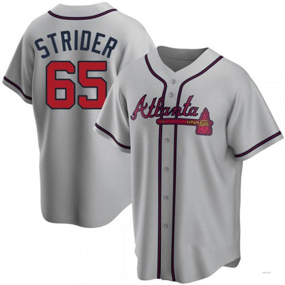 Atlanta Braves #65 Spencer Strider Gray Road Jersey Stitches Baseball Jerseys