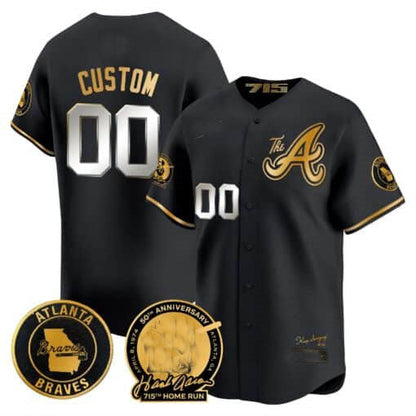 Custom Atlanta Braves Hank Aaron 715th Home Run Patch Vapor Premier Limited V2 ¨C All Stitched Baseball Jersey