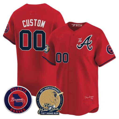 Custom Atlanta Braves Hank Aaron 715th Home Run Patch Vapor Premier Limited V2 ¨C All Stitched Baseball Jersey