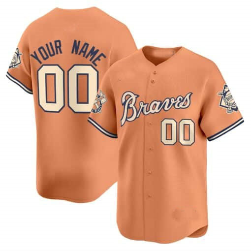 Custom Atlanta Braves Peaches n¡¯ Cream Vapor Premier Limited ¨C All Stitched Baseball Jersey