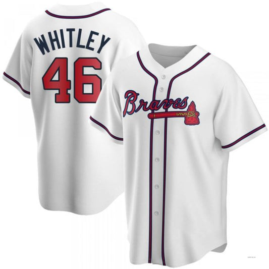 Atlanta Braves #46 Chase Whitley White Home Jersey Stitches Baseball Jerseys
