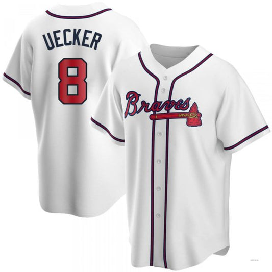 Atlanta Braves #8 Bob Uecker White Home Jersey Stitches Baseball Jerseys