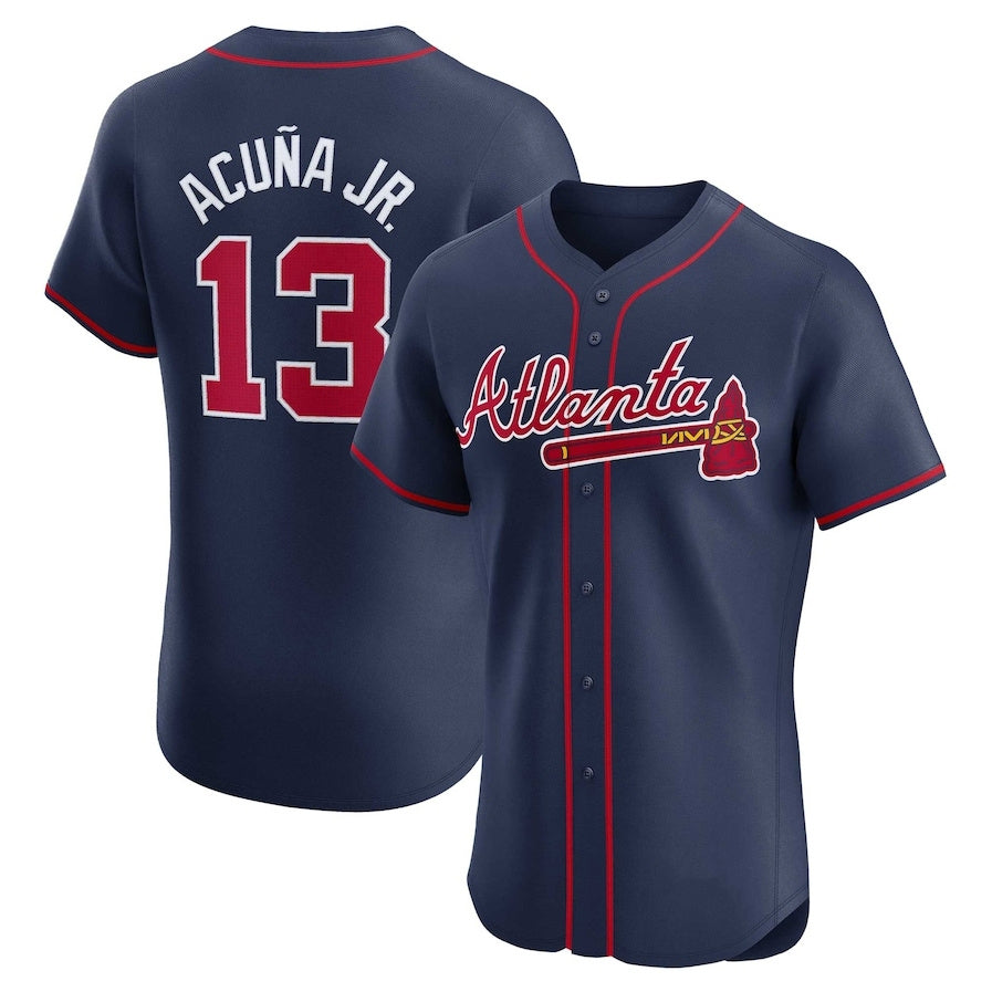 Atlanta Braves #13 Ronald Acu?a Jr. Alternate Elite Player Jersey - Navy Baseball Jerseys