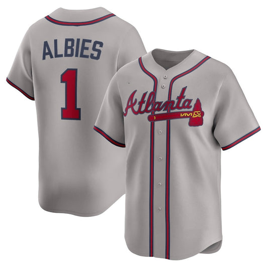 Atlanta Braves #1 Ozzie Albies Road Limited Player Jersey - Gray Baseball Jerseys