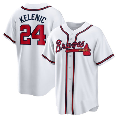 Atlanta Braves #24 Jarred Kelenic Home Replica Jersey - White Baseball Jerseys
