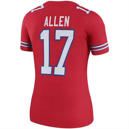 B.Bills #17 Josh Allen Red Color Rush Legend Player Jersey Football Stitched American Jerseys