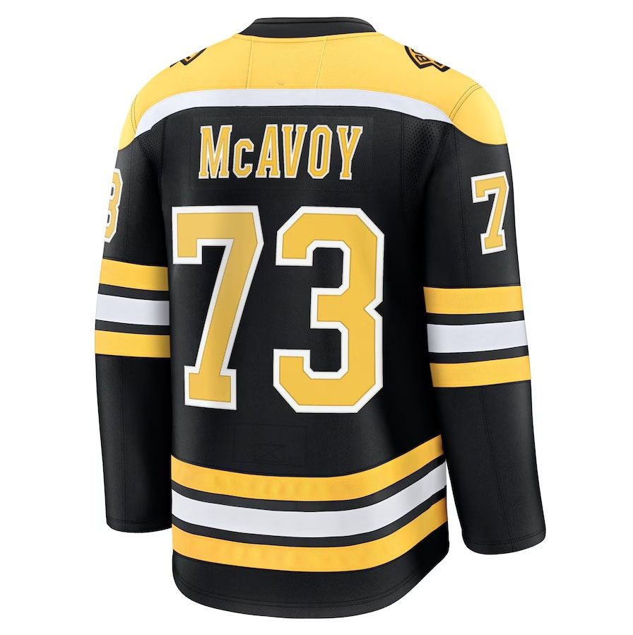 B.Bruins #73 Charlie McAvoy Fanatics Home Premium Jersey - Black Stitched American Hockey Jerseys CROVYIE