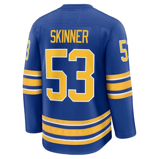 B.Sabres #53 Jeff Skinner Fanatics Home Premium Jersey - Royal Stitched American Hockey Jerseys CROVYIE