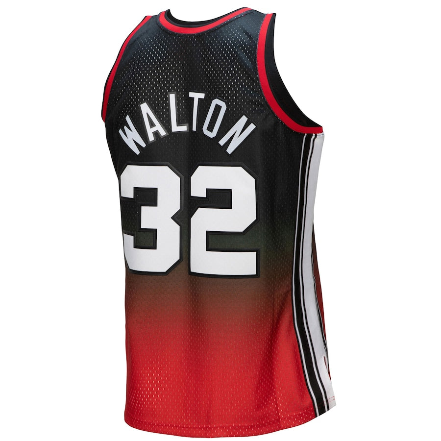 P.Trail Blazers #32 Bill Walton Mitchell & Ness 1976-77 Hardwood Classics Fadeaway Swingman Player Jersey Red-Black Stitched American Basketball Jersey