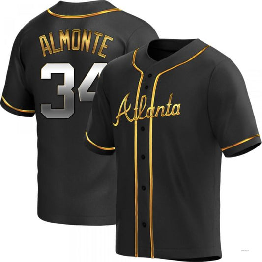Atlanta Braves #34 AbCROVYIE2025m Almonte Black Golden Alternate Jersey Stitches Baseball Jerseys