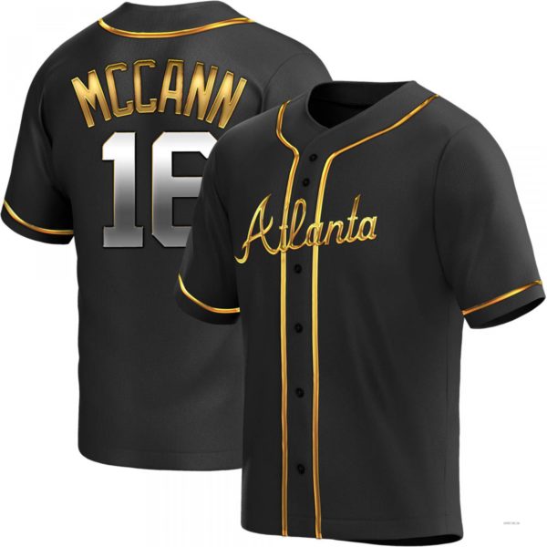 Atlanta Braves #16 Brian McCann Black Golden Alternate Jersey Stitches Baseball Jerseys
